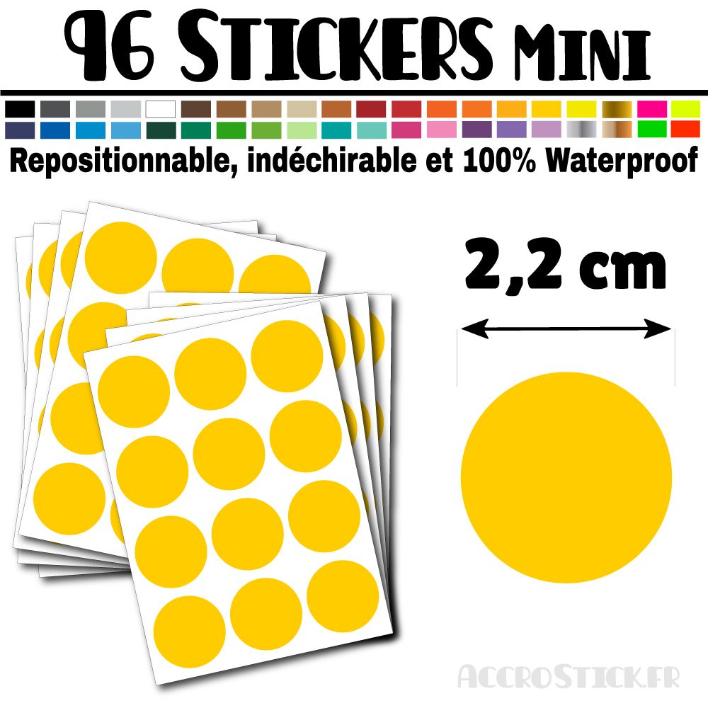 96 Ronds 2,2 cm - Stickers mini gommettes 96 Ronds 2,2 cm - Stickers mini gommettes