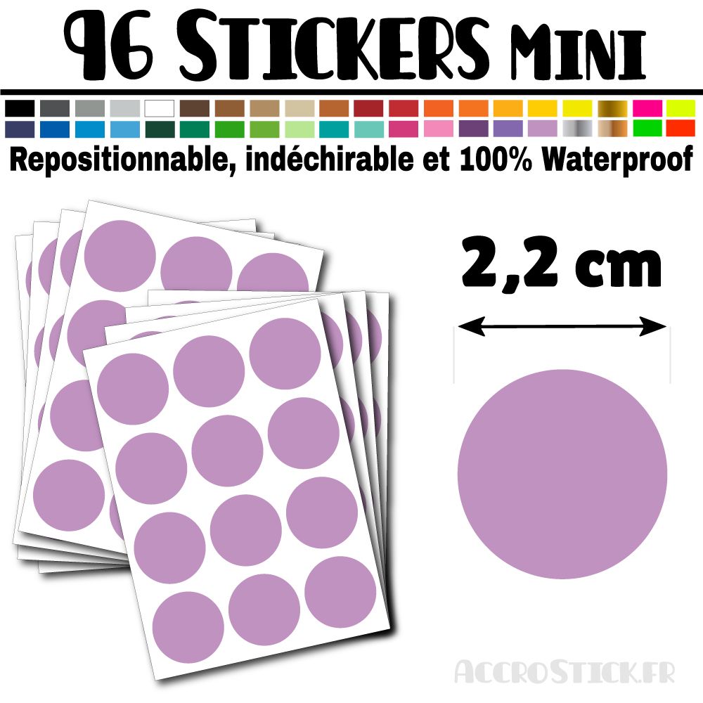96 Ronds 2,2 cm - Stickers mini gommettes 96 Ronds 2,2 cm - Stickers mini gommettes
