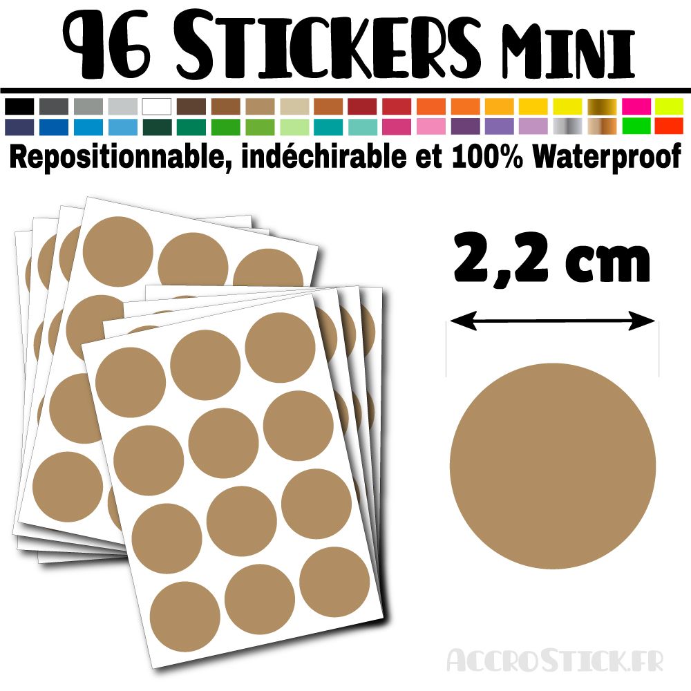 96 Ronds 2,2 cm - Stickers mini gommettes 96 Ronds 2,2 cm - Stickers mini gommettes