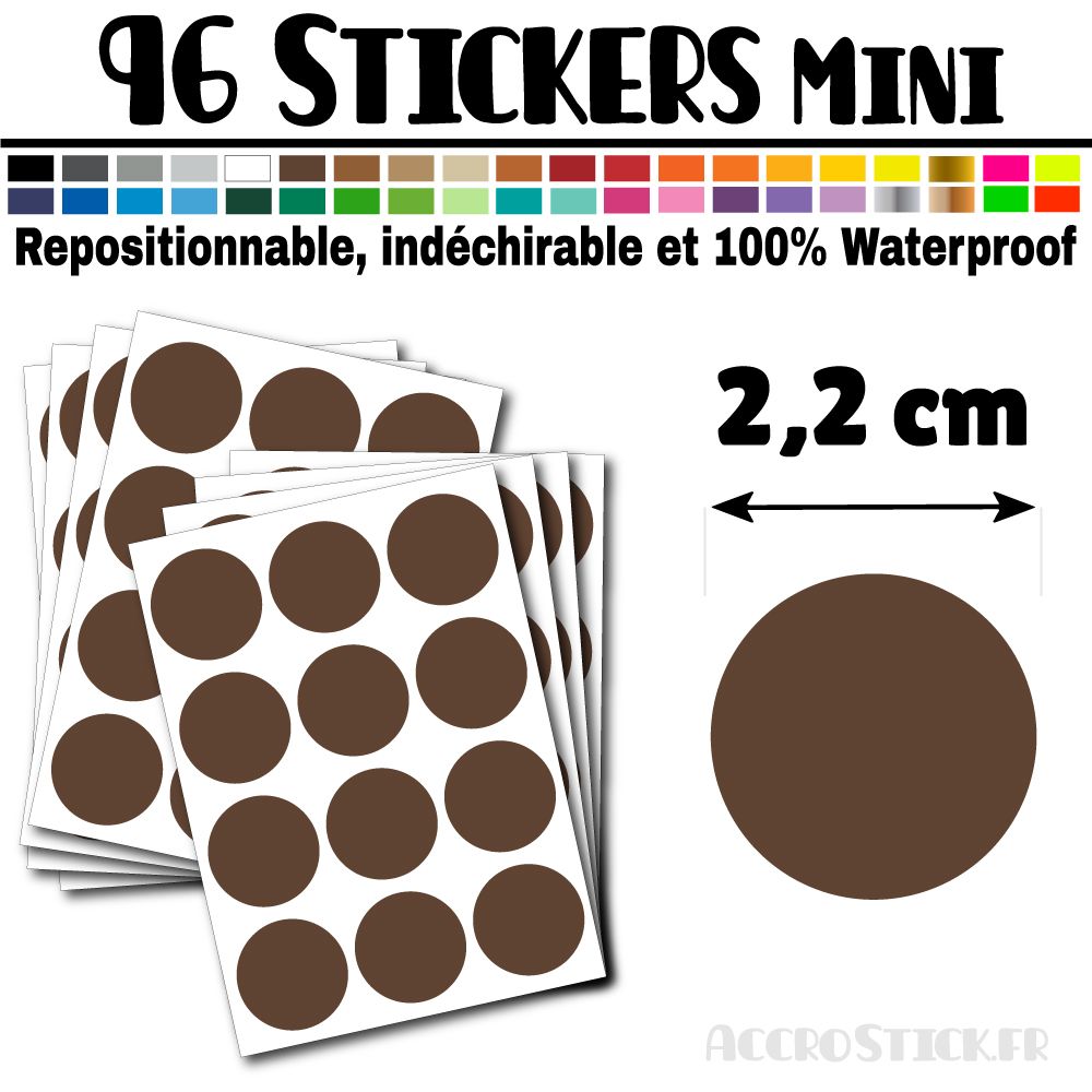 96 Ronds 2,2 cm - Stickers mini gommettes 96 Ronds 2,2 cm - Stickers mini gommettes
