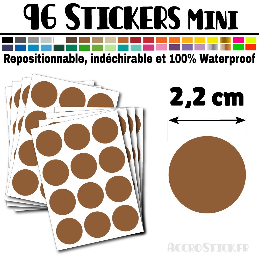 96 Ronds 2,2 cm - Stickers mini gommettes 96 Ronds 2,2 cm - Stickers mini gommettes