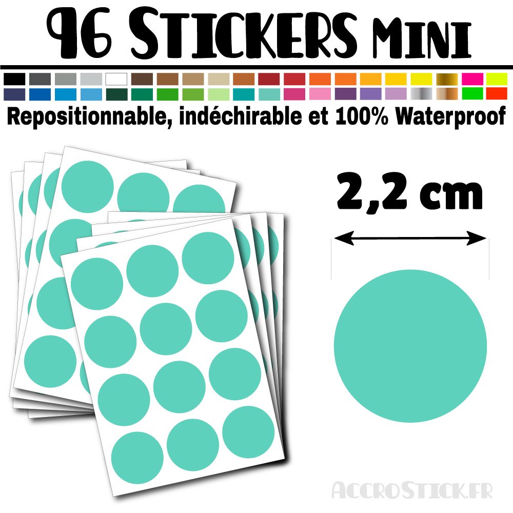 96 Ronds 2,2 cm - Stickers mini gommettes 96 Ronds 2,2 cm - Stickers mini gommettes