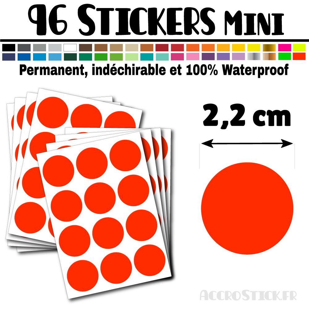96 Ronds 2,2 cm - Stickers mini gommettes 96 Ronds 2,2 cm - Stickers mini gommettes