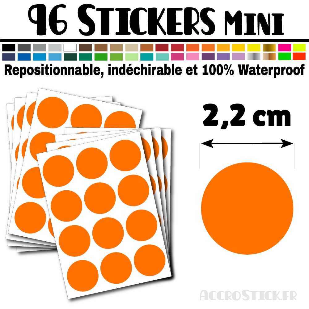 96 Ronds 2,2 cm - Stickers mini gommettes 96 Ronds 2,2 cm - Stickers mini gommettes