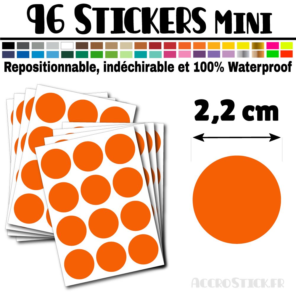 96 Ronds 2,2 cm - Stickers mini gommettes 96 Ronds 2,2 cm - Stickers mini gommettes