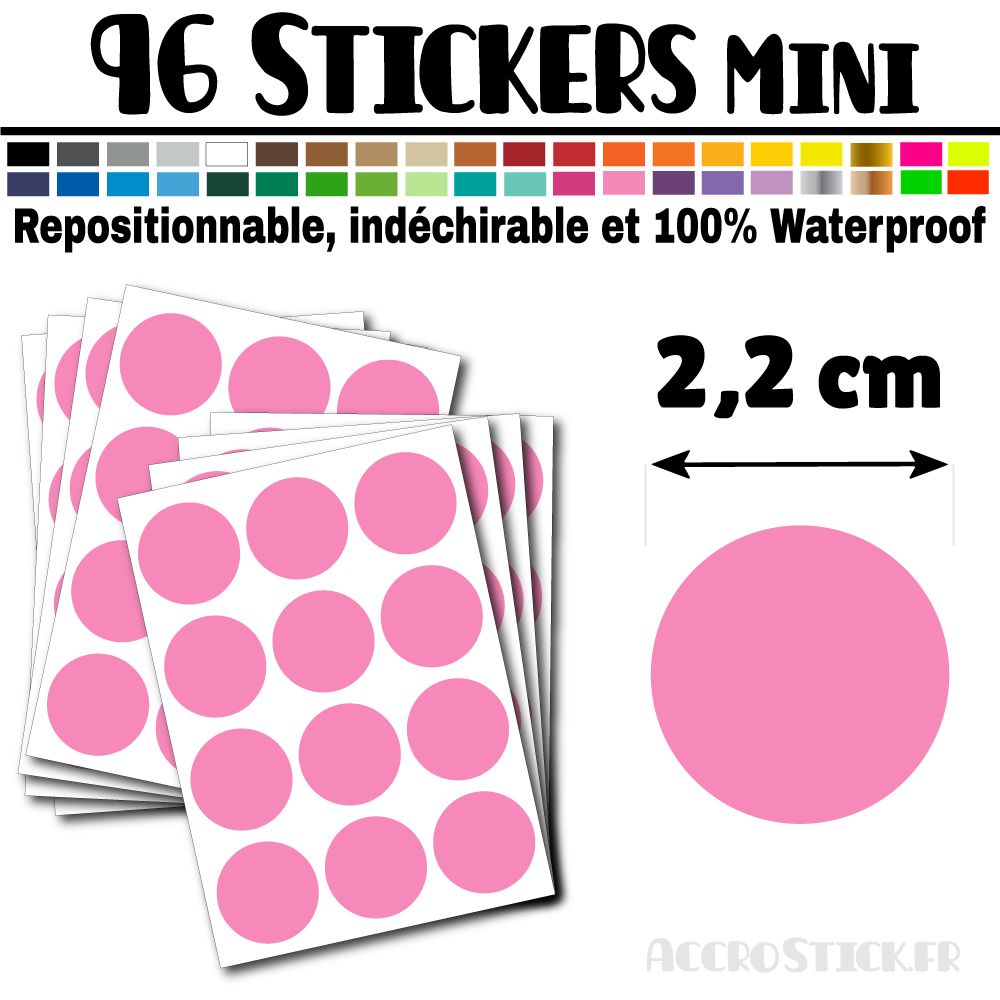 96 Ronds 2,2 cm - Stickers mini gommettes 96 Ronds 2,2 cm - Stickers mini gommettes