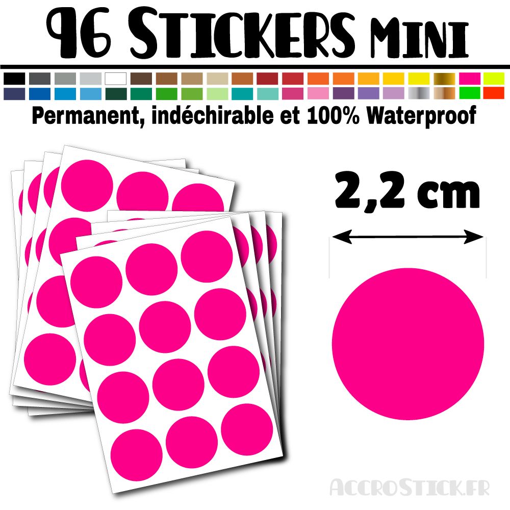 96 Ronds 2,2 cm - Stickers mini gommettes 96 Ronds 2,2 cm - Stickers mini gommettes