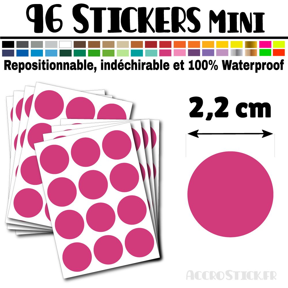 96 Ronds 2,2 cm - Stickers mini gommettes 96 Ronds 2,2 cm - Stickers mini gommettes
