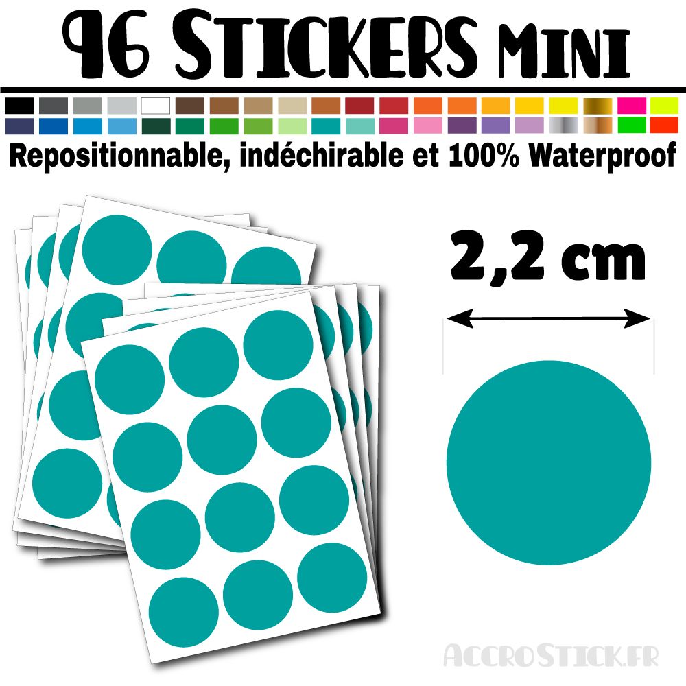 96 Ronds 2,2 cm - Stickers mini gommettes 96 Ronds 2,2 cm - Stickers mini gommettes