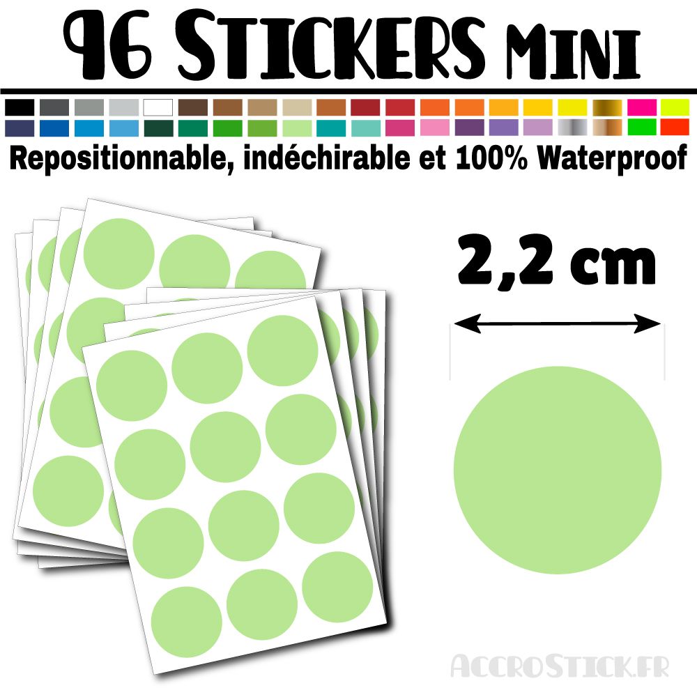 96 Ronds 2,2 cm - Stickers mini gommettes 96 Ronds 2,2 cm - Stickers mini gommettes