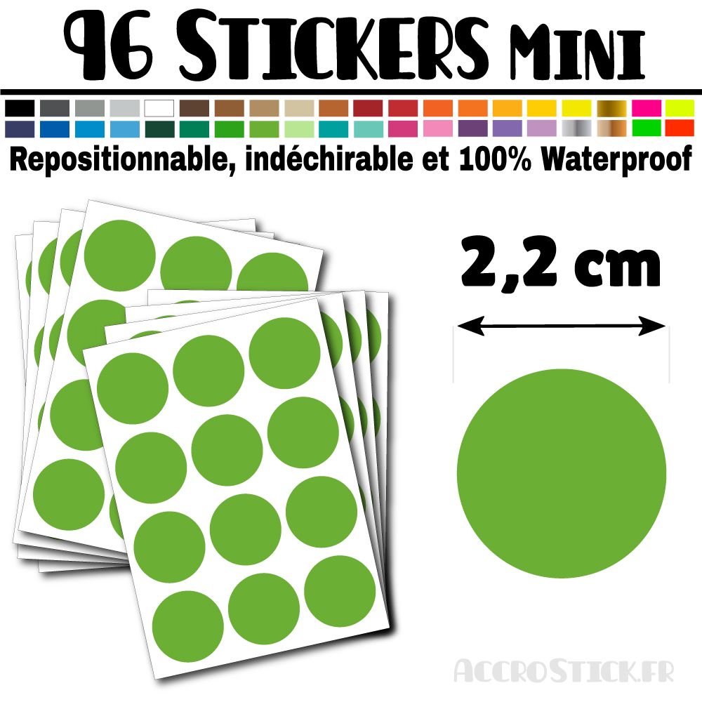 96 Ronds 2,2 cm - Stickers mini gommettes 96 Ronds 2,2 cm - Stickers mini gommettes