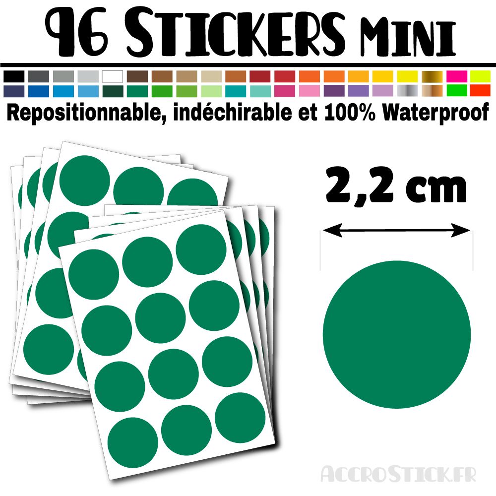 96 Ronds 2,2 cm - Stickers mini gommettes 96 Ronds 2,2 cm - Stickers mini gommettes