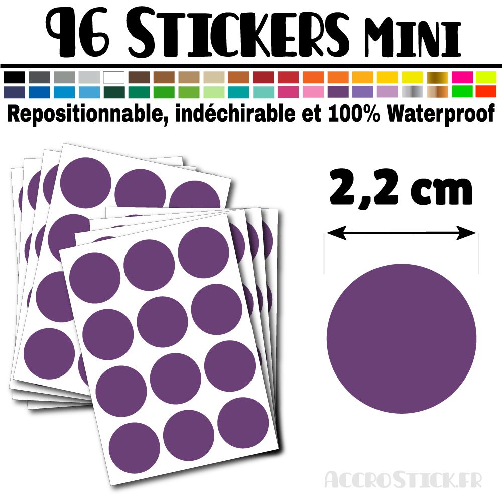 96 Ronds 2,2 cm - Stickers mini gommettes 96 Ronds 2,2 cm - Stickers mini gommettes