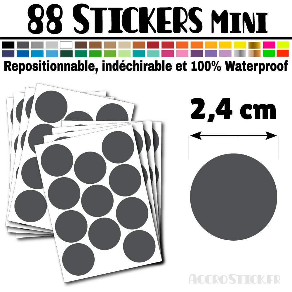 88 Ronds 2,4 cm - Stickers mini gommettes 88 Ronds 2,4 cm - Stickers mini gommettes