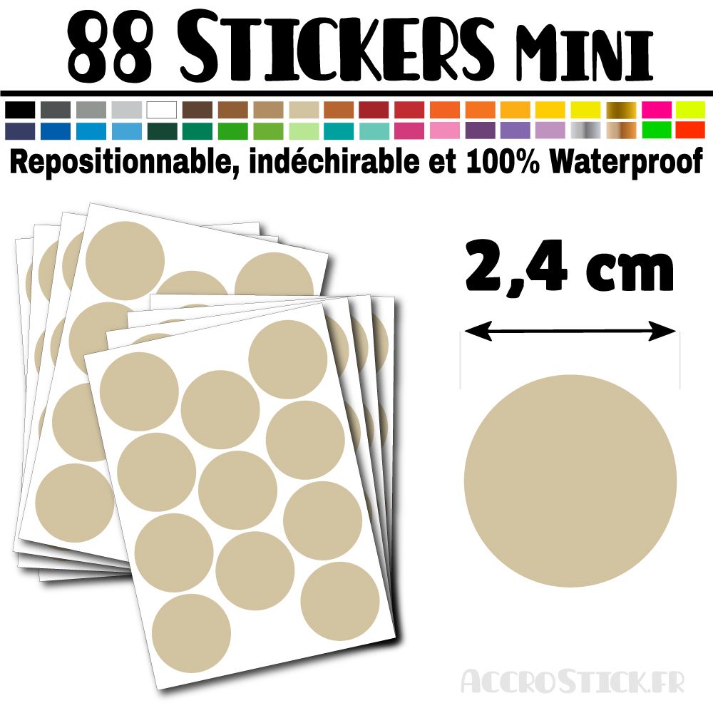 88 Ronds 2,4 cm - Stickers mini gommettes 88 Ronds 2,4 cm - Stickers mini gommettes