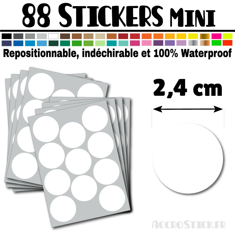 88 Ronds 2,4 cm - Stickers mini gommettes 88 Ronds 2,4 cm - Stickers mini gommettes