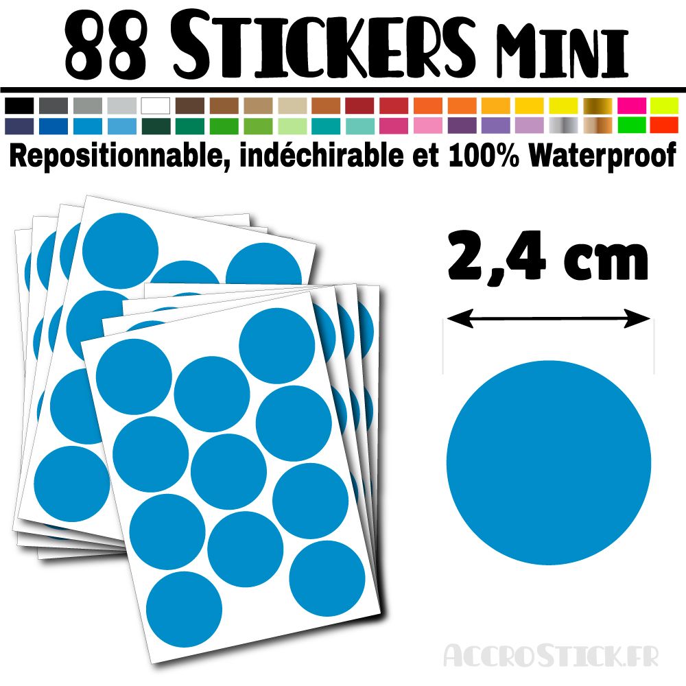 88 Ronds 2,4 cm - Stickers mini gommettes 88 Ronds 2,4 cm - Stickers mini gommettes