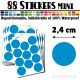 88 Ronds 2,4 cm - Stickers mini gommettes
