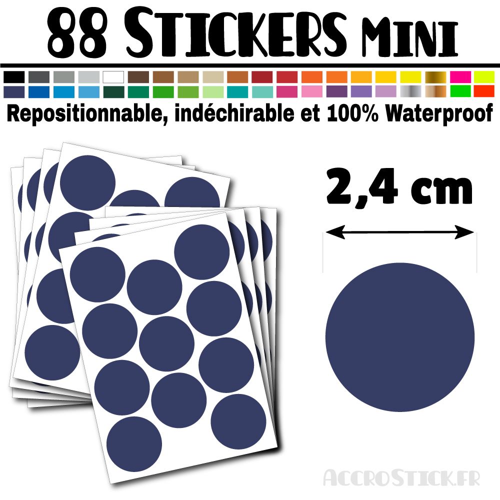 88 Ronds 2,4 cm - Stickers mini gommettes 88 Ronds 2,4 cm - Stickers mini gommettes