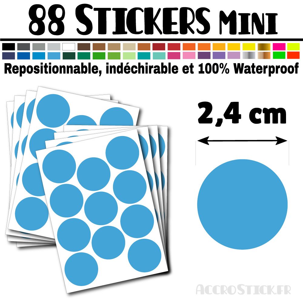 88 Ronds 2,4 cm - Stickers mini gommettes 88 Ronds 2,4 cm - Stickers mini gommettes