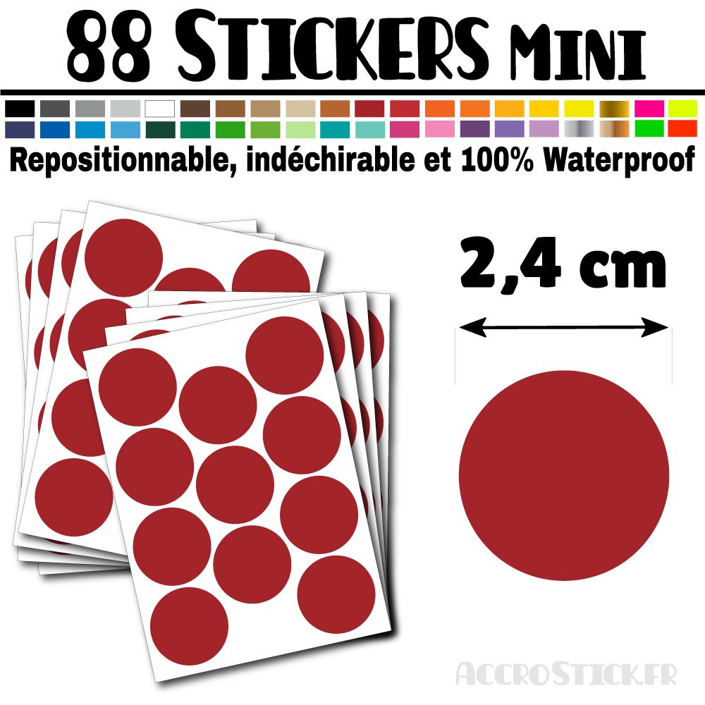 88 Ronds 2,4 cm - Stickers mini gommettes 88 Ronds 2,4 cm - Stickers mini gommettes