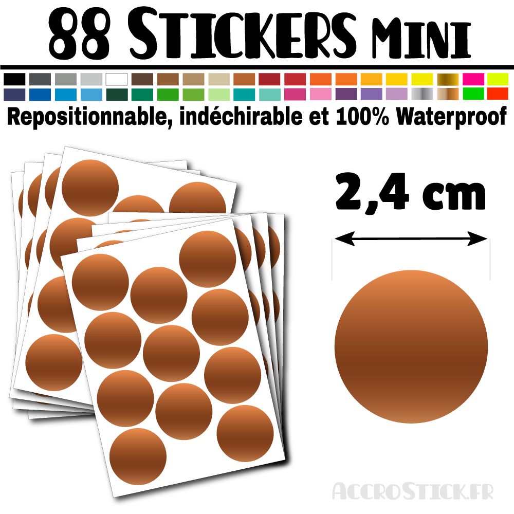 88 Ronds 2,4 cm - Stickers mini gommettes 88 Ronds 2,4 cm - Stickers mini gommettes