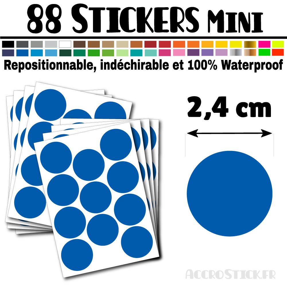 88 Ronds 2,4 cm - Stickers mini gommettes 88 Ronds 2,4 cm - Stickers mini gommettes