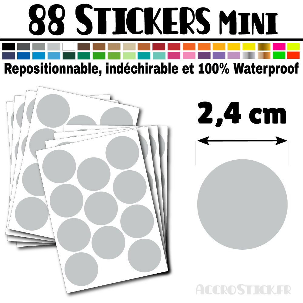 88 Ronds 2,4 cm - Stickers mini gommettes 88 Ronds 2,4 cm - Stickers mini gommettes