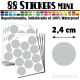 88 Ronds 2,4 cm - Stickers mini gommettes