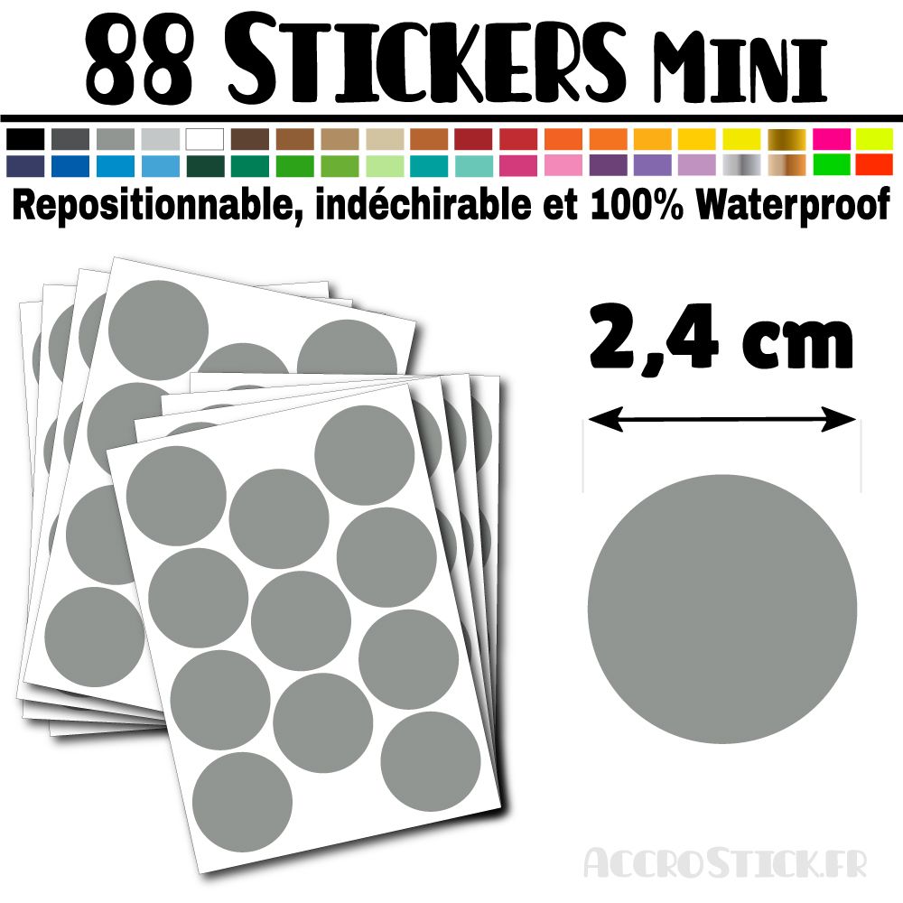 88 Ronds 2,4 cm - Stickers mini gommettes 88 Ronds 2,4 cm - Stickers mini gommettes