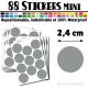 88 Ronds 2,4 cm - Stickers mini gommettes