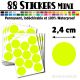 88 Ronds 2,4 cm - Stickers mini gommettes