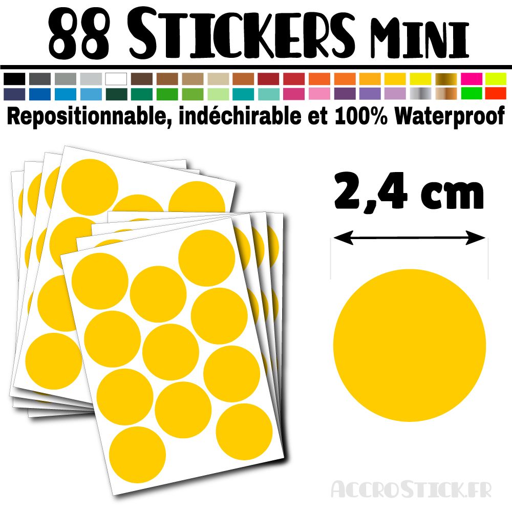88 Ronds 2,4 cm - Stickers mini gommettes 88 Ronds 2,4 cm - Stickers mini gommettes