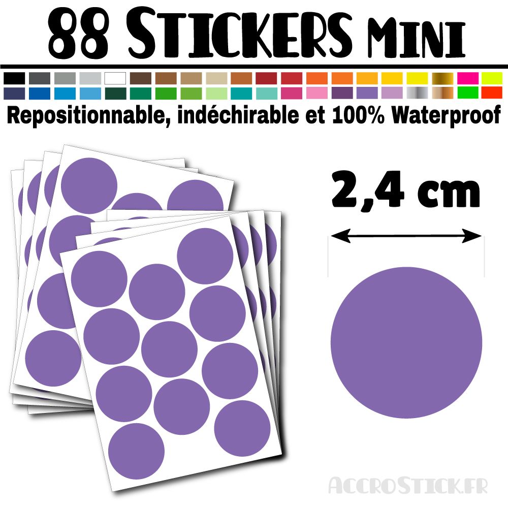 88 Ronds 2,4 cm - Stickers mini gommettes 88 Ronds 2,4 cm - Stickers mini gommettes