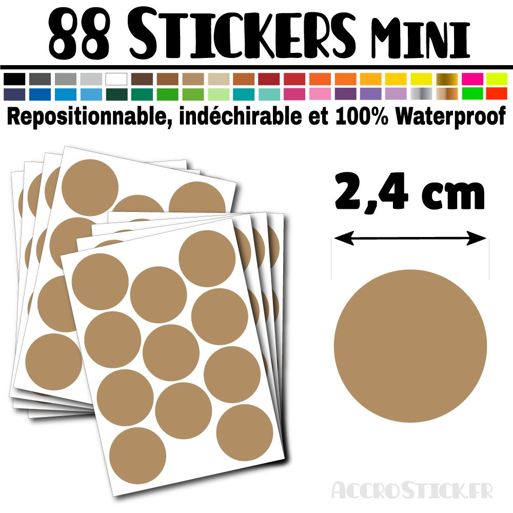 88 Ronds 2,4 cm - Stickers mini gommettes 88 Ronds 2,4 cm - Stickers mini gommettes