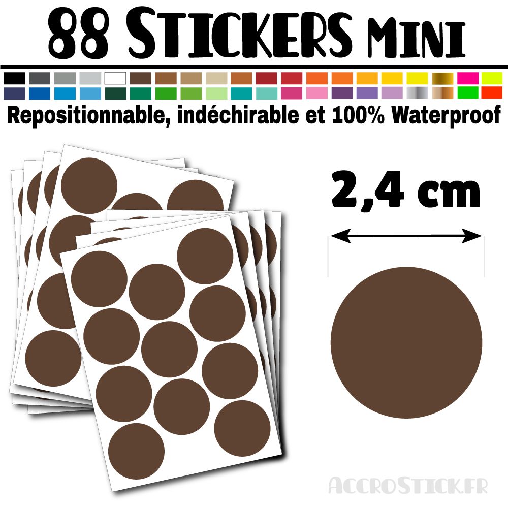 88 Ronds 2,4 cm - Stickers mini gommettes 88 Ronds 2,4 cm - Stickers mini gommettes