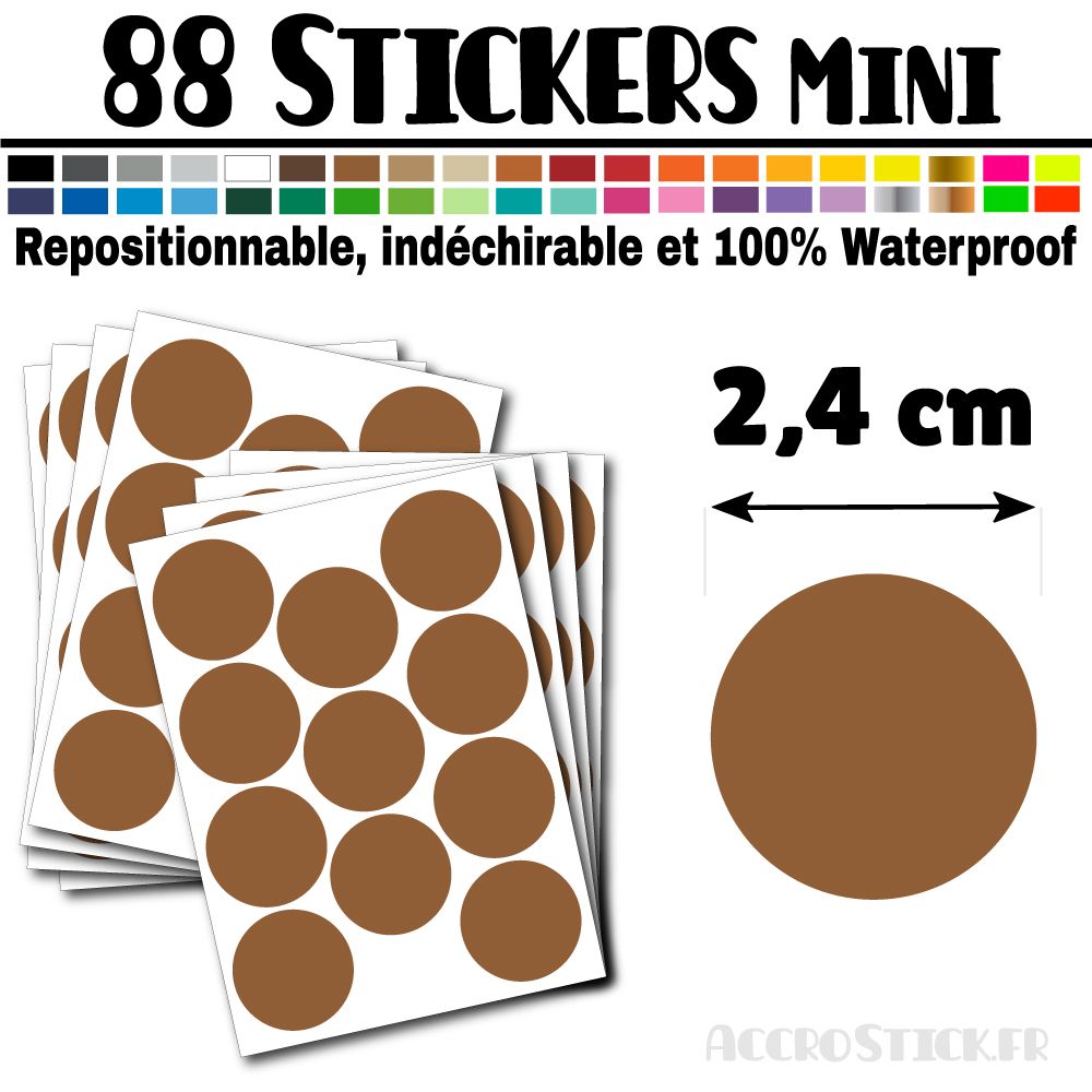 88 Ronds 2,4 cm - Stickers mini gommettes 88 Ronds 2,4 cm - Stickers mini gommettes