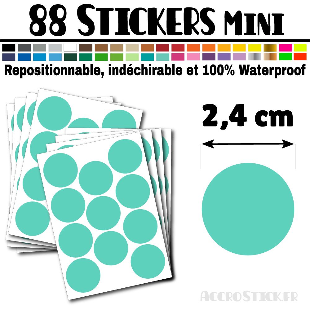 88 Ronds 2,4 cm - Stickers mini gommettes 88 Ronds 2,4 cm - Stickers mini gommettes