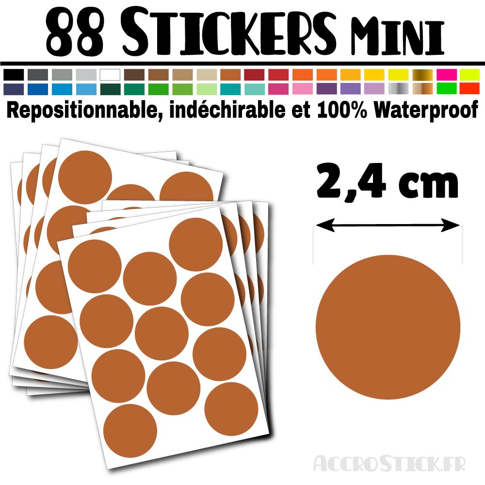 88 Ronds 2,4 cm - Stickers mini gommettes 88 Ronds 2,4 cm - Stickers mini gommettes
