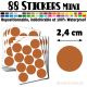 88 Ronds 2,4 cm - Stickers mini gommettes