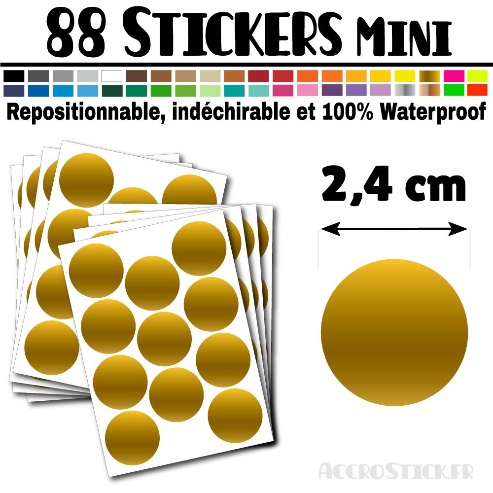 88 Ronds 2,4 cm - Stickers mini gommettes 88 Ronds 2,4 cm - Stickers mini gommettes