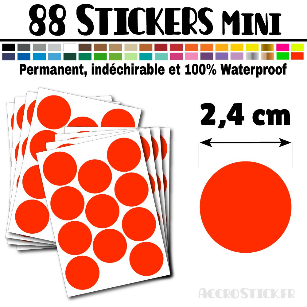 88 Ronds 2,4 cm - Stickers mini gommettes 88 Ronds 2,4 cm - Stickers mini gommettes