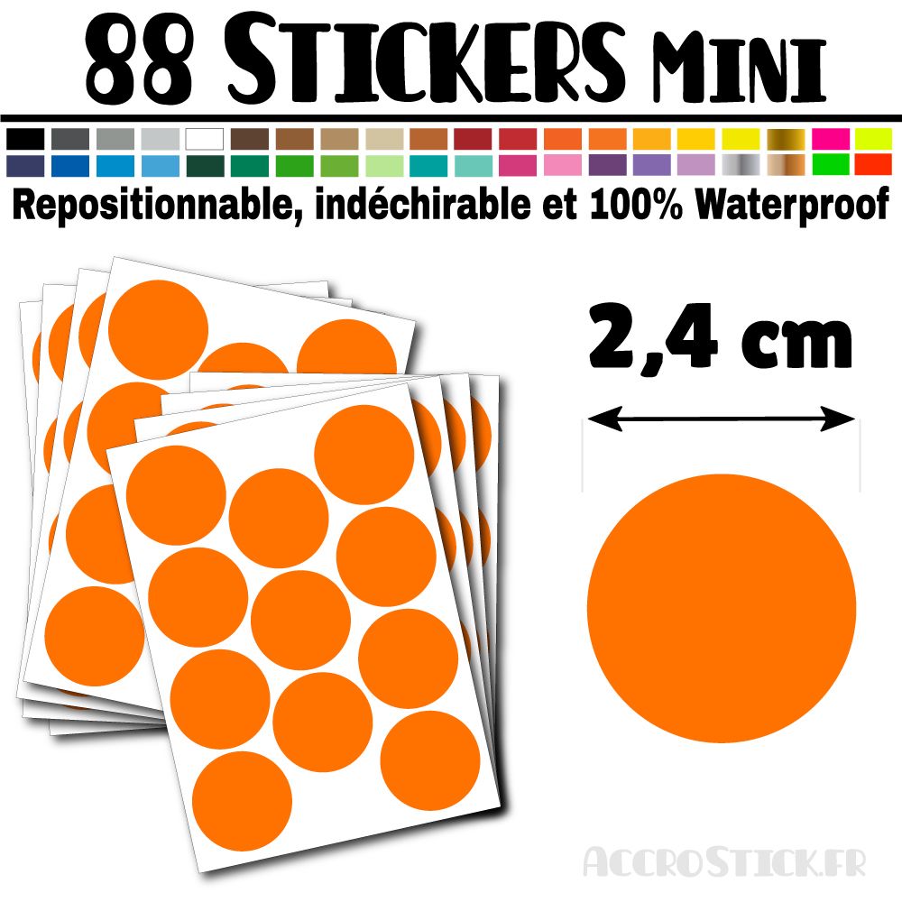 88 Ronds 2,4 cm - Stickers mini gommettes 88 Ronds 2,4 cm - Stickers mini gommettes