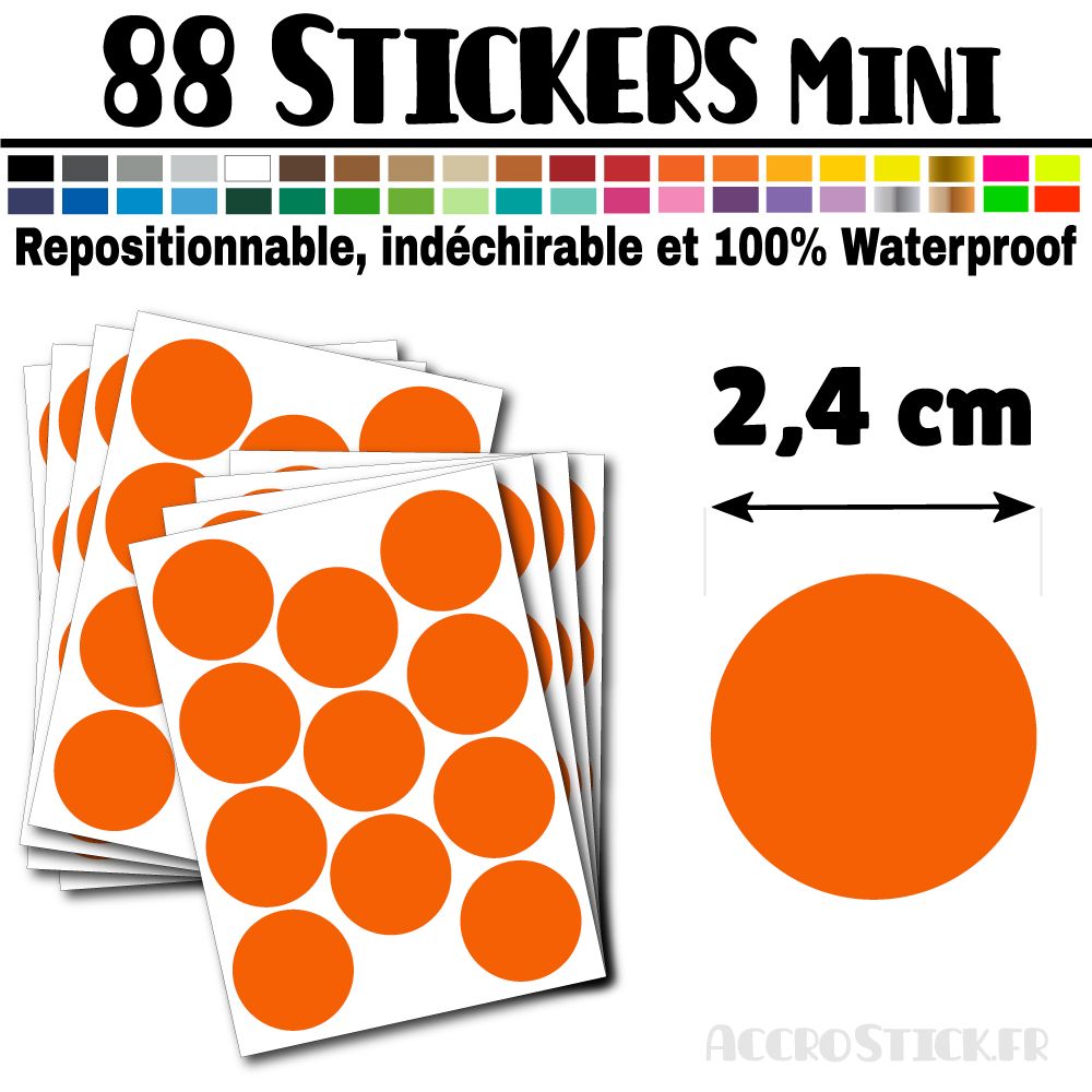 88 Ronds 2,4 cm - Stickers mini gommettes 88 Ronds 2,4 cm - Stickers mini gommettes