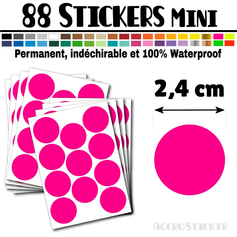 88 Ronds 2,4 cm - Stickers mini gommettes 88 Ronds 2,4 cm - Stickers mini gommettes