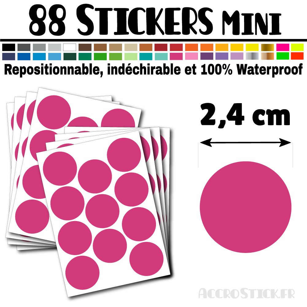 88 Ronds 2,4 cm - Stickers mini gommettes 88 Ronds 2,4 cm - Stickers mini gommettes