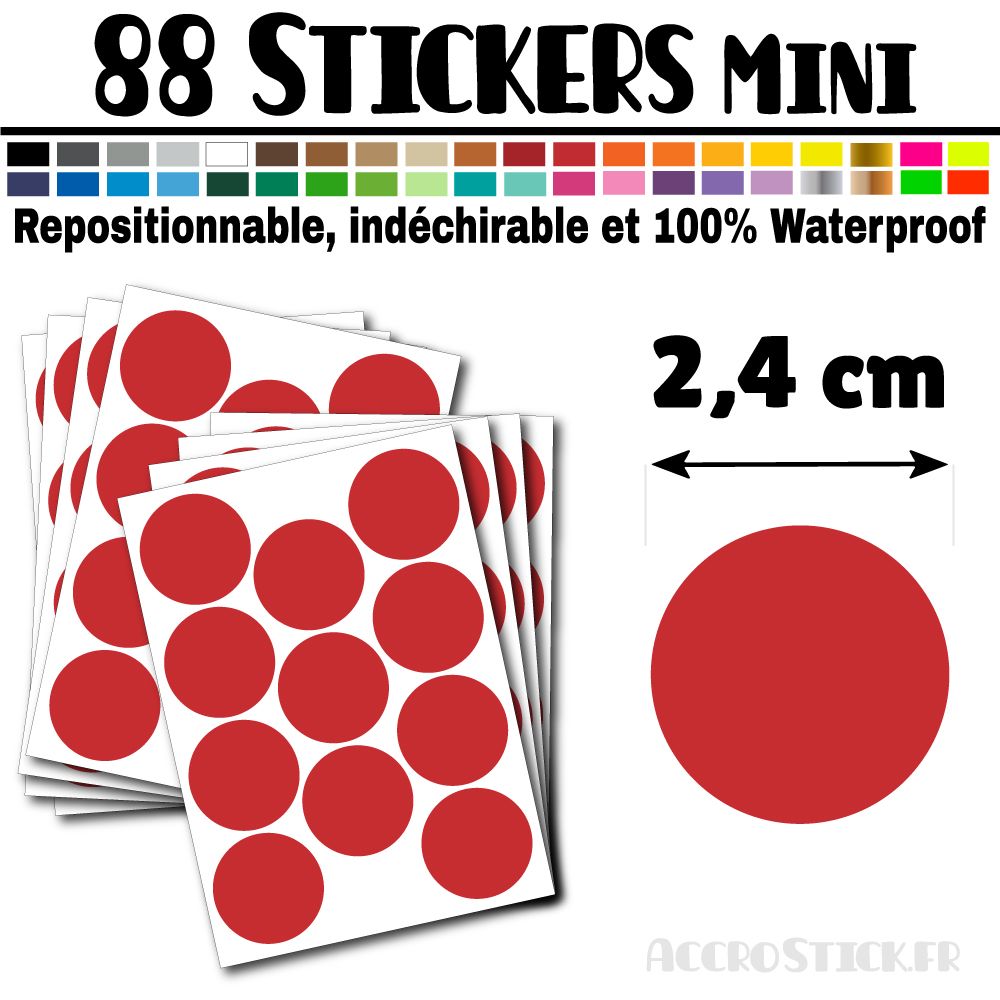 88 Ronds 2,4 cm - Stickers mini gommettes 88 Ronds 2,4 cm - Stickers mini gommettes
