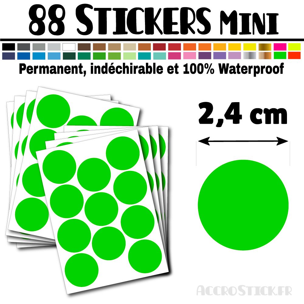 88 Ronds 2,4 cm - Stickers mini gommettes 88 Ronds 2,4 cm - Stickers mini gommettes