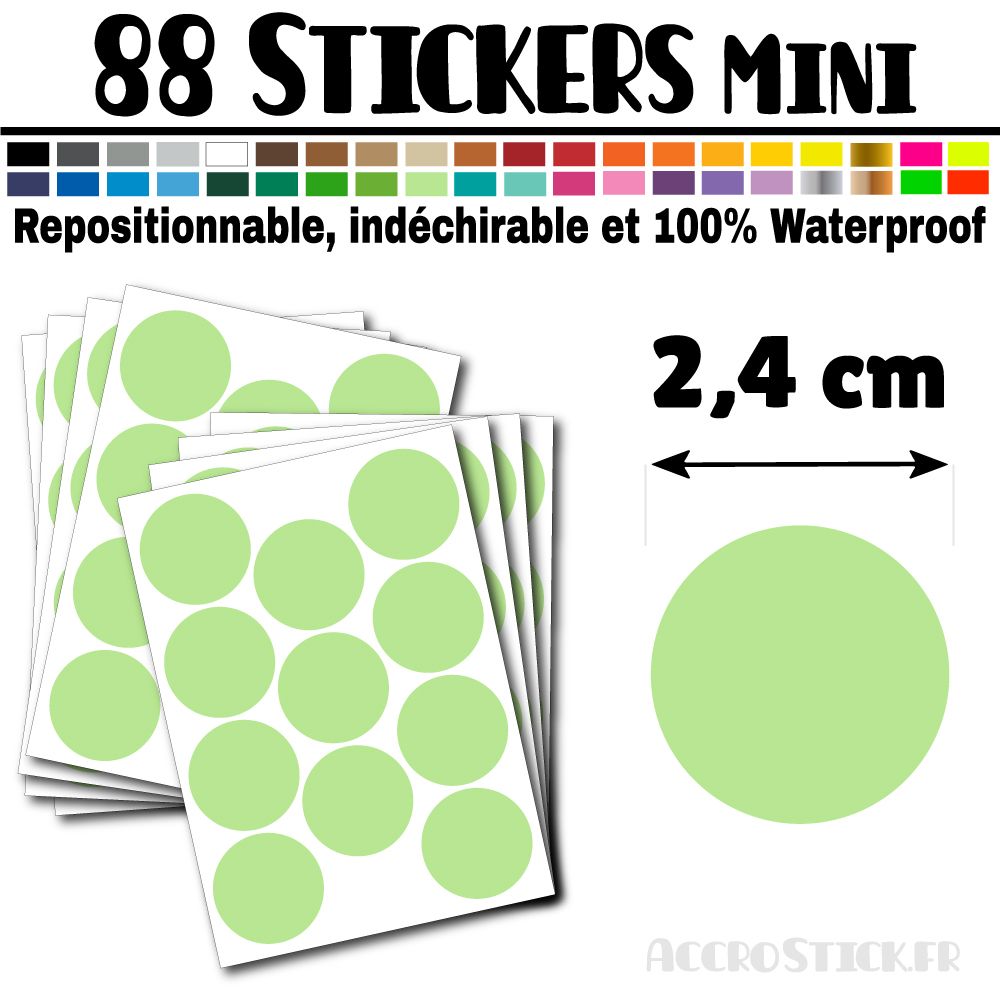 88 Ronds 2,4 cm - Stickers mini gommettes 88 Ronds 2,4 cm - Stickers mini gommettes