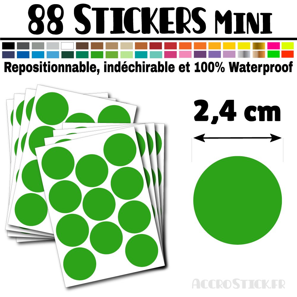 88 Ronds 2,4 cm - Stickers mini gommettes 88 Ronds 2,4 cm - Stickers mini gommettes